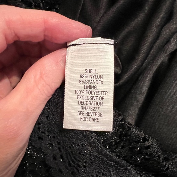 NWT Candie’s Black Shimmer Lace Column Fitted Cocktail Dress Size X-Small - Picture 7 of 10